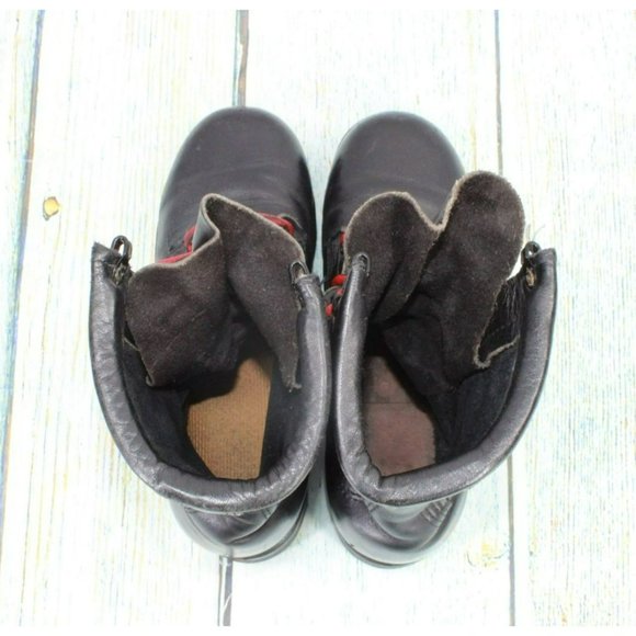 *Unbranded Black Leather Lace Up Mid Calf Work Boots Size 4 Wide - Picture 7 of 9